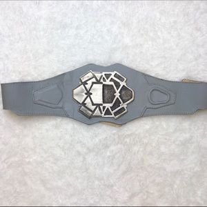 Vintage Gray And Metal Medallion Belt